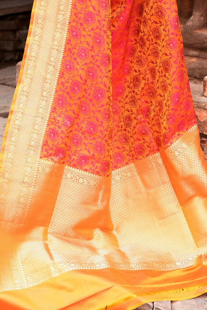 Joban Fashion Tangent Banarasi Katan Pure Handloom Banarasi Silk Saree