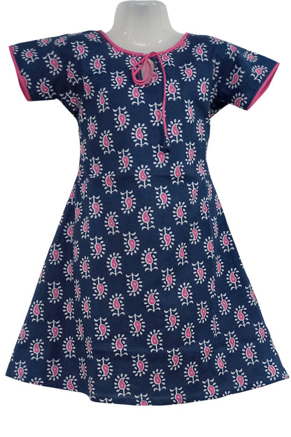 Blue Cotton Kurti For Girls