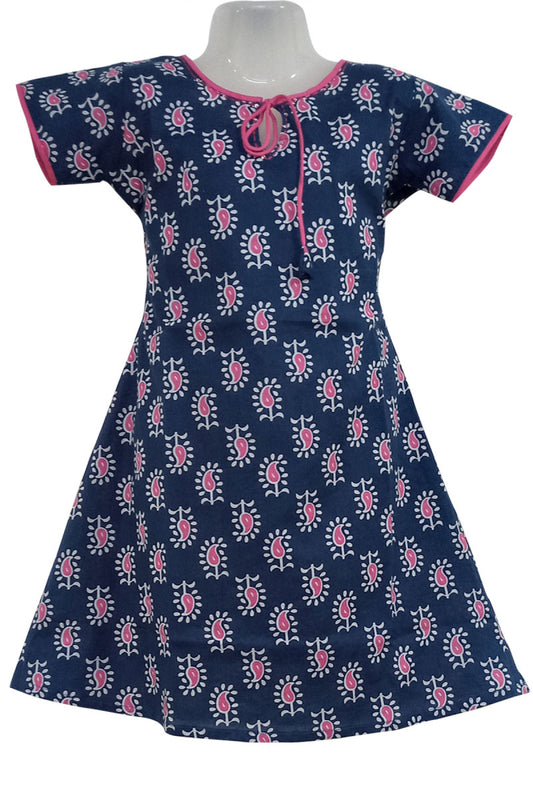 Blue Cotton Kurti For Girls