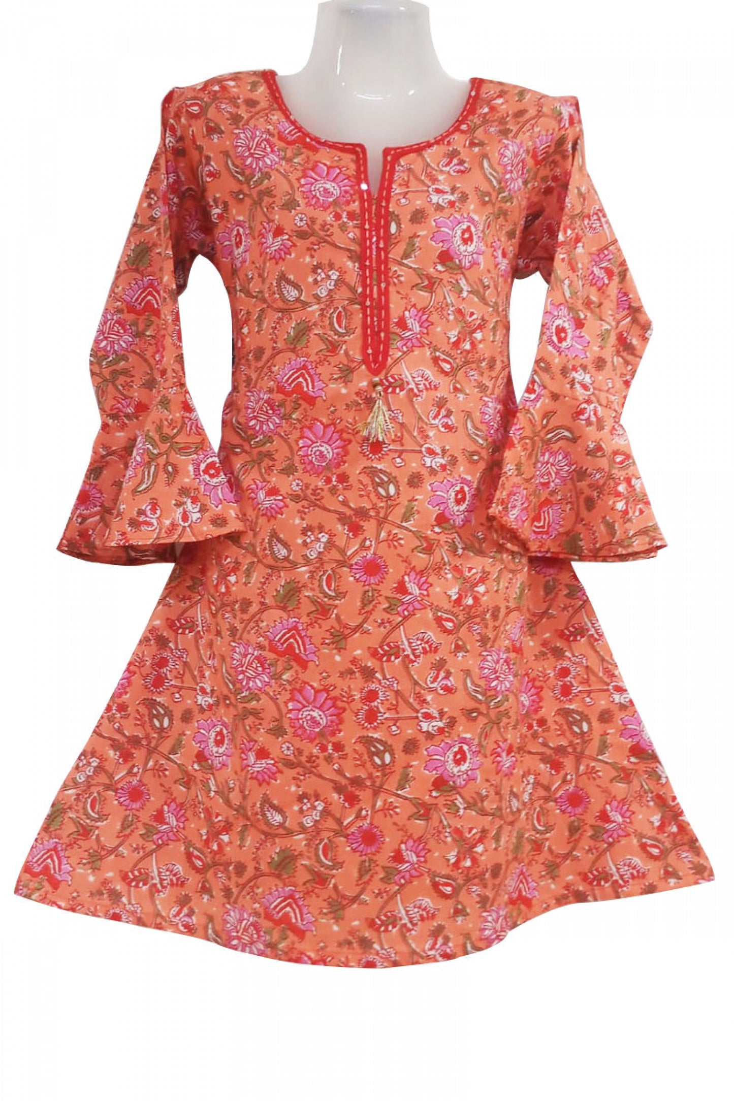 Orange Cotton Kurti For Girls