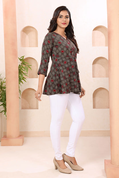 Beautiful Brown Short Flared Tunic Top for Women