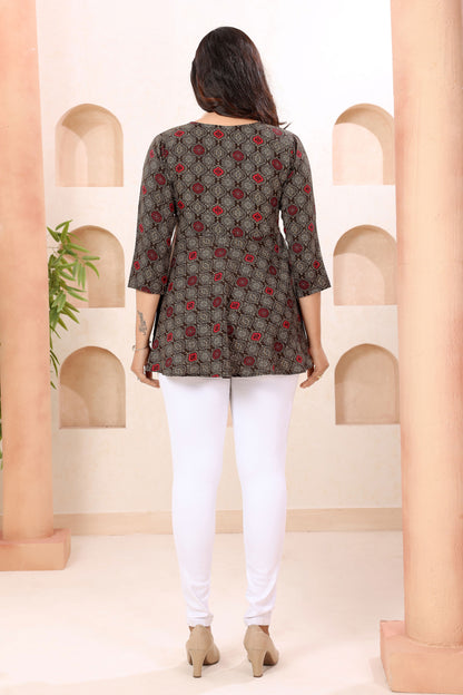Beautiful Brown Short Flared Tunic Top for Women