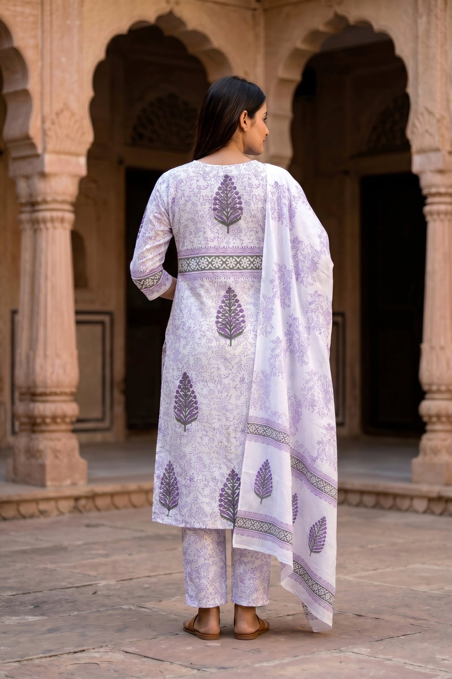Premium Cotton Hand Block Print 3 Piece Suit Set with Dupatta for Women