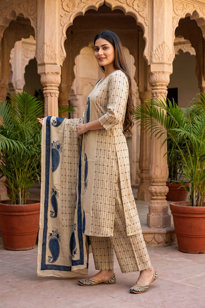 Desert Dune Pure Cotton Paisley Print Three Piece Suit Set