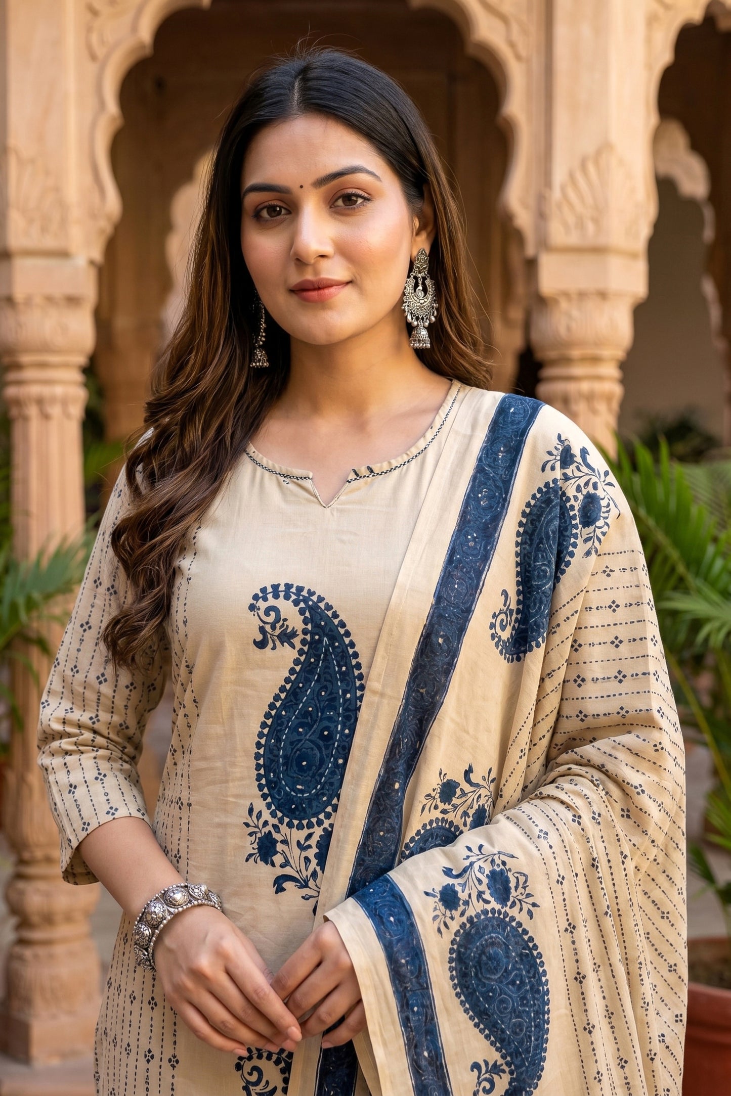 Desert Dune Pure Cotton Paisley Print Three Piece Suit Set