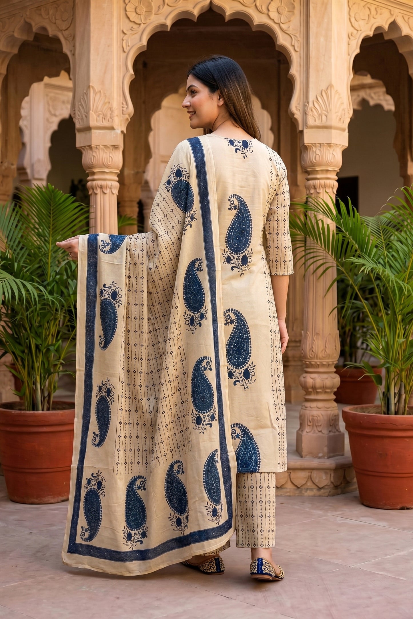Desert Dune Pure Cotton Paisley Print Three Piece Suit Set